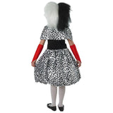 Cruella de vil deluxe child costume, dress with cape and gloves.