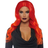 Red and Orange Ombre Long Wavy Wig