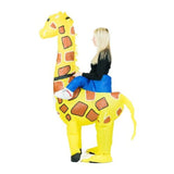 Inflatable giraffe costume,  ride on style.