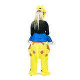 Inflatable giraffe costume.