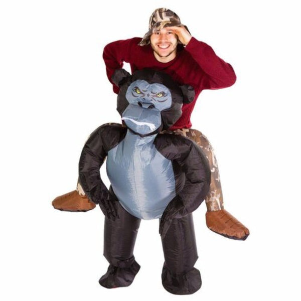 Inflatable gorilla costume, ride on style, adult size.