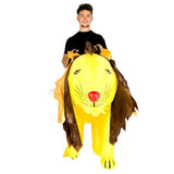 Inflatable lion costume, unisex, ride on style.