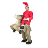 Adults inflatable reindeer costume, covers from ankel to neck, santa riding the reindeer.