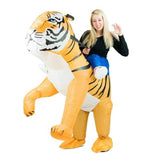 Inflatable tiger costume, ride on style.