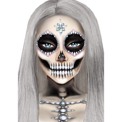 Sugar Skull Adhesive Face Jewels Sticker - hot Gold