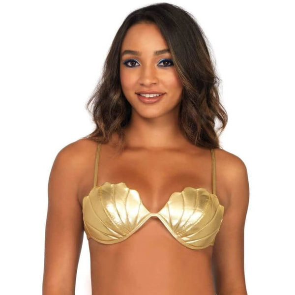 Mermaid Sea Shell Costume Bra Top - Gold