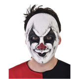 Haunted clown full face mask in hard moulded plastic. White base with clown face.