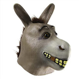 Full overhead latex Donkey mask with eyes and teethy grin.